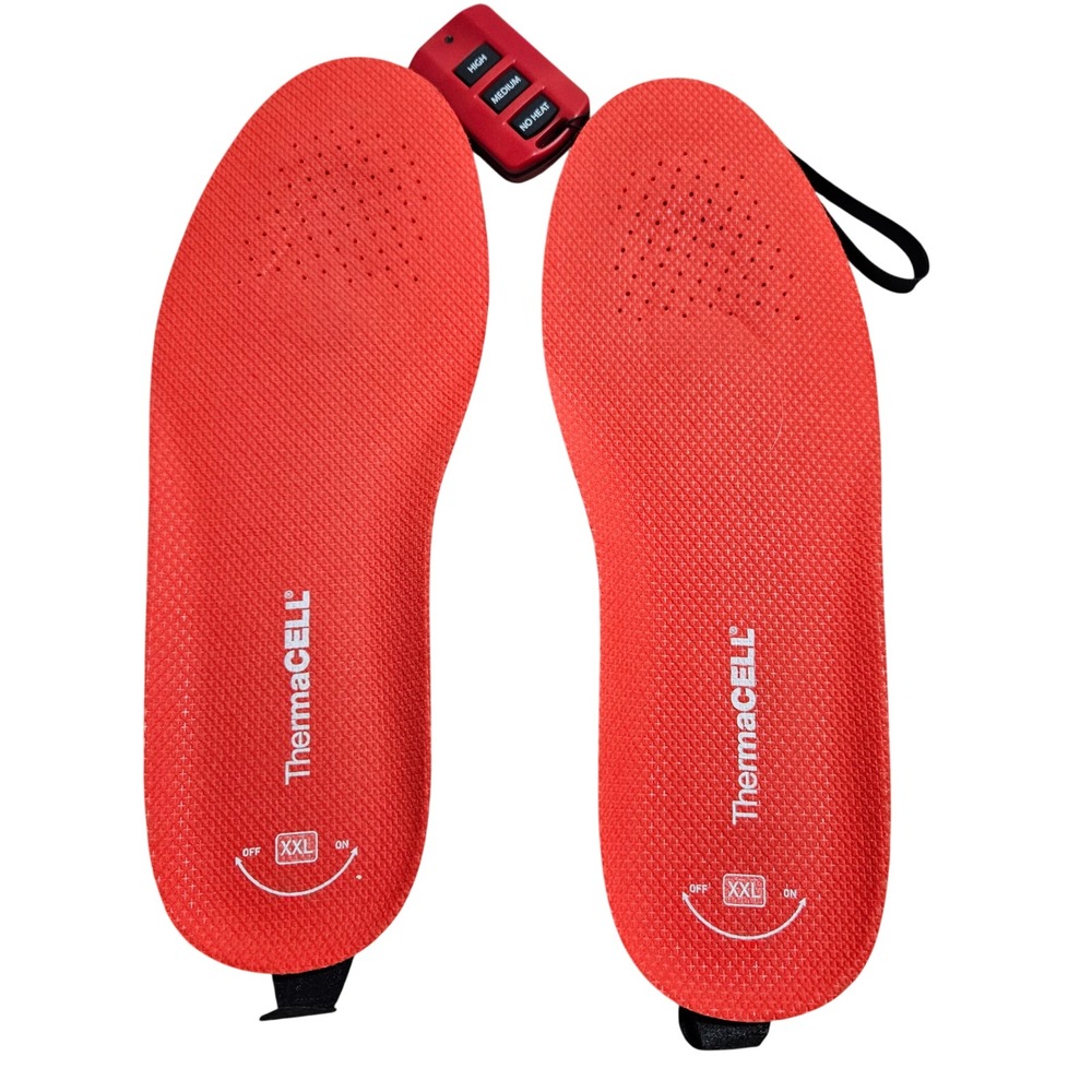 ThermaCELL‎ Heated Insoles Men XXL Red Black Rechargeable Remote THS-02